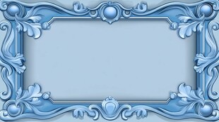 蓝色精美雕花边框背景图