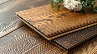 木纹地板展示 清新花朵点缀