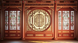 中式传统雕花木质屏风