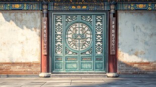 中式古典雕花门窗建筑