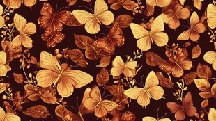 秋日蝴蝶花卉图案背景