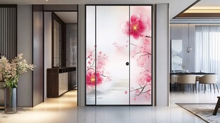 中式花卉图案推拉门设计