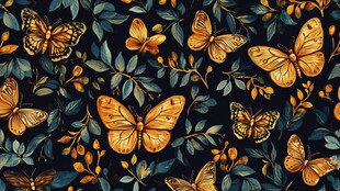 蝴蝶与枝叶的梦幻图案