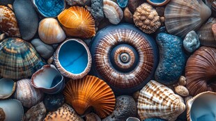 多彩贝壳的海洋魅力展示