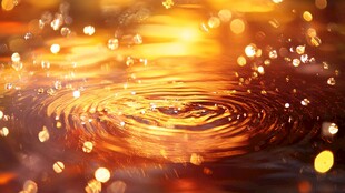 金色波光涟漪梦幻水面