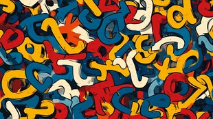 多彩字母构成的抽象图案