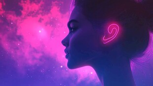 梦幻星空下的发光耳轮廓