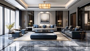 现代中式风格豪华客厅设计