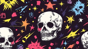 骷髅星芒潮流图案背景