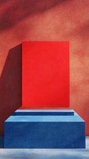 红蓝立体几何展示台