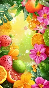 缤纷水果与花卉梦幻组合