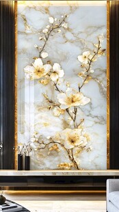 奢华玉石梅花背景墙装饰