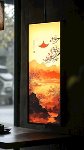 中式山水意境壁灯装饰画