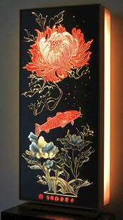 中式牡丹锦鲤装饰灯