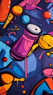 涂鸦艺术中的多彩喷漆罐