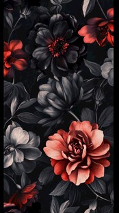 黑色背景上的多彩花卉图案