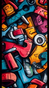 机械零件涂鸦艺术作品