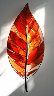彩色玻璃艺术叶片装饰品