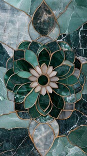 绿晶花卉镶嵌艺术图案