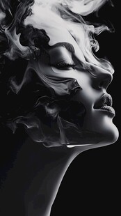 烟雾缭绕的神秘女性面庞