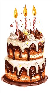 双层生日蛋糕插画