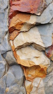 多彩层叠岩石纹理特写