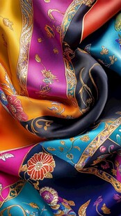 多彩绚丽中式花纹丝绸