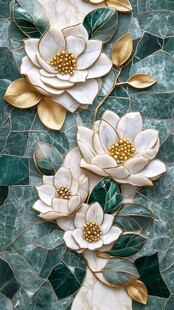 玉石镶嵌花卉墙面装饰