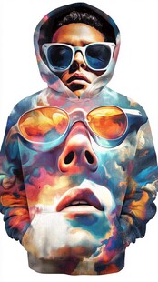 个性3D印花连帽卫衣