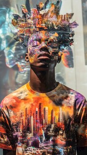 梦幻城市融合的创意人像