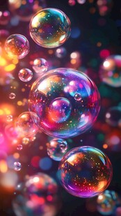 梦幻炫彩泡泡飞舞画面