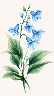 蓝色铃兰花插画