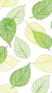 清新绿叶水彩图案背景