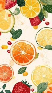 缤纷水果插画背景图案