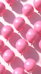 粉色气球排列的梦幻画面