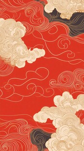 红色祥云中式传统图案