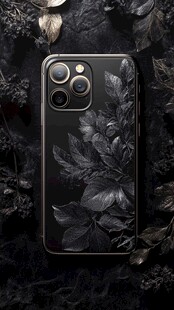 黑色花卉图案手机壳展示