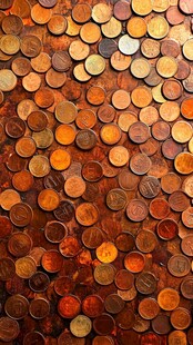 硬币铺就的绚丽图案