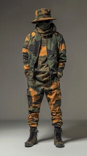 迷彩装束男子的个性穿搭