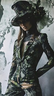 复古迷彩风时尚模特造型