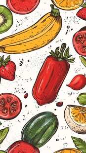 缤纷蔬果手绘插画图案