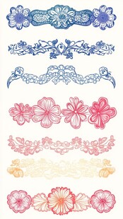 多彩花卉花边图案集合