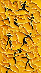 舞动的人形与抽象纹理