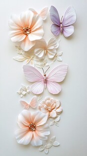 花朵蝴蝶立体装饰图案