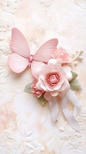 粉色蝴蝶花朵精致装饰品
