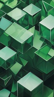 绿色立体方块创意背景图