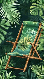 热带风情躺椅与绿植景观