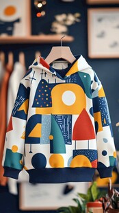 儿童连帽衫 多彩几何图案款