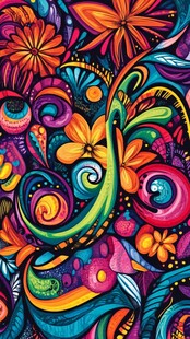 绚丽多彩的花卉音乐图案