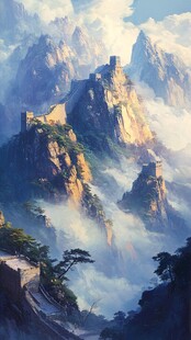 梦幻山间长城壮美景观
